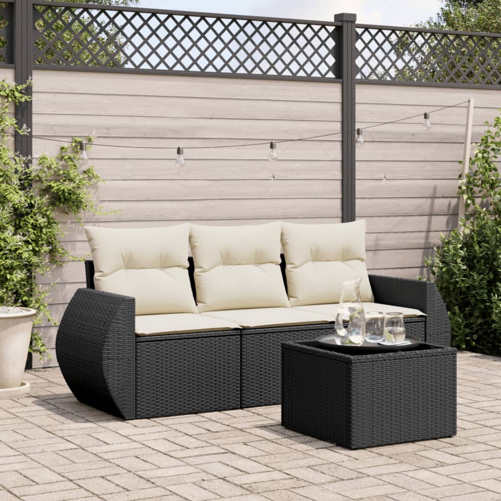 Set Sofás De Jardín 3 Piezas Y Cojines Ratán Sintético Marrón
