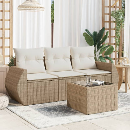 Set Sofás De Jardín 3 Piezas Y Cojines Ratán Sintético Marrón