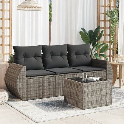 Set Sofás De Jardín 3 Piezas Y Cojines Ratán Sintético Marrón