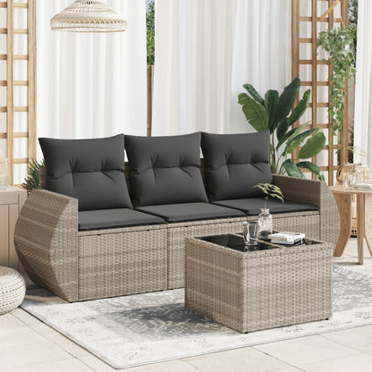 Set Sofás De Jardín 3 Piezas Y Cojines Ratán Sintético Marrón