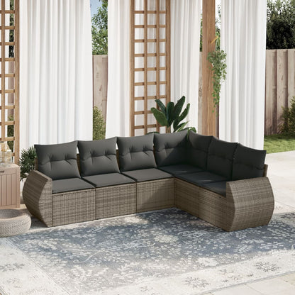 Set Sofás De Jardín 6 Piezas Y Cojines Ratán Sintético Marrón