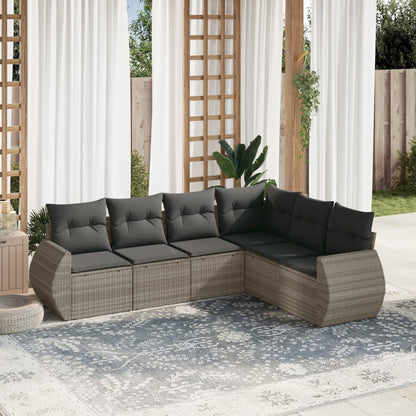 Set Sofás De Jardín 6 Piezas Y Cojines Ratán Sintético Marrón