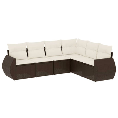 Set Sofás De Jardín 6 Piezas Y Cojines Ratán Sintético Marrón