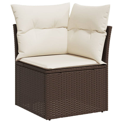 Set Sofás De Jardín 6 Piezas Y Cojines Ratán Sintético Marrón
