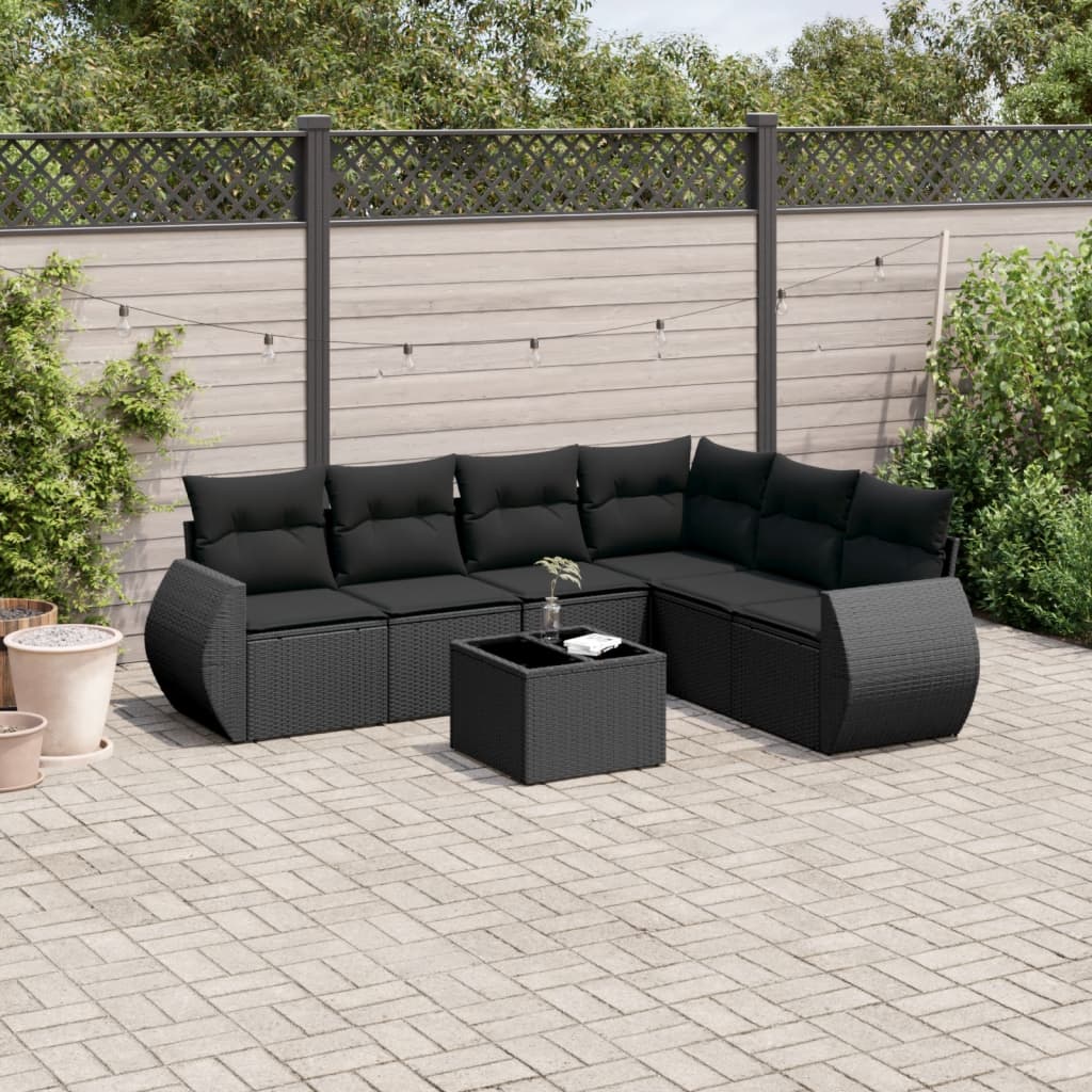 Set Sofás De Jardín 6 Piezas Y Cojines Ratán Sintético Marrón