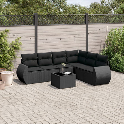 Set Sofás De Jardín 6 Piezas Y Cojines Ratán Sintético Marrón