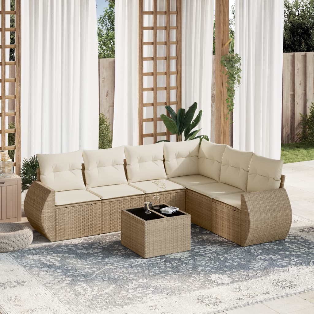 Set Sofás De Jardín 6 Piezas Y Cojines Ratán Sintético Marrón