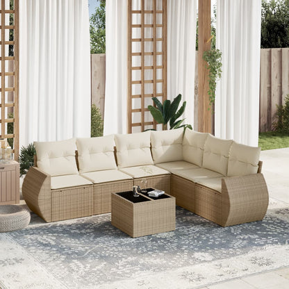 Set Sofás De Jardín 6 Piezas Y Cojines Ratán Sintético Marrón