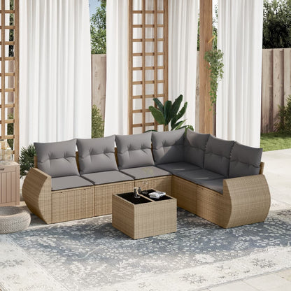 Set Sofás De Jardín 6 Piezas Y Cojines Ratán Sintético Marrón
