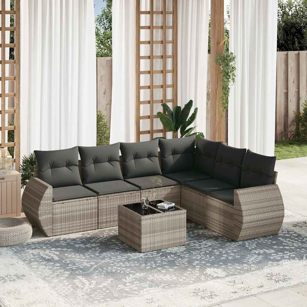 Set Sofás De Jardín 6 Piezas Y Cojines Ratán Sintético Marrón