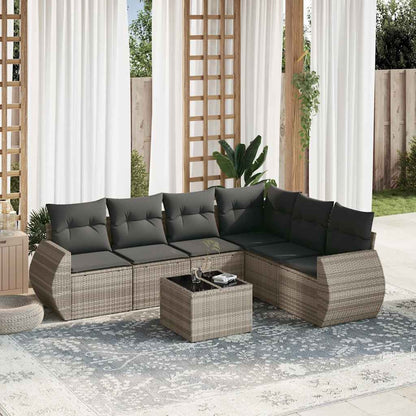 Set Sofás De Jardín 6 Piezas Y Cojines Ratán Sintético Marrón