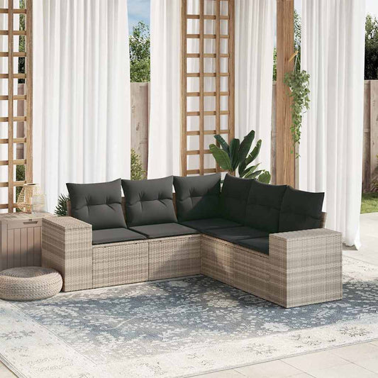 Set De Sofás Jardín Y Cojines 5 Pzas Ratán Sintético