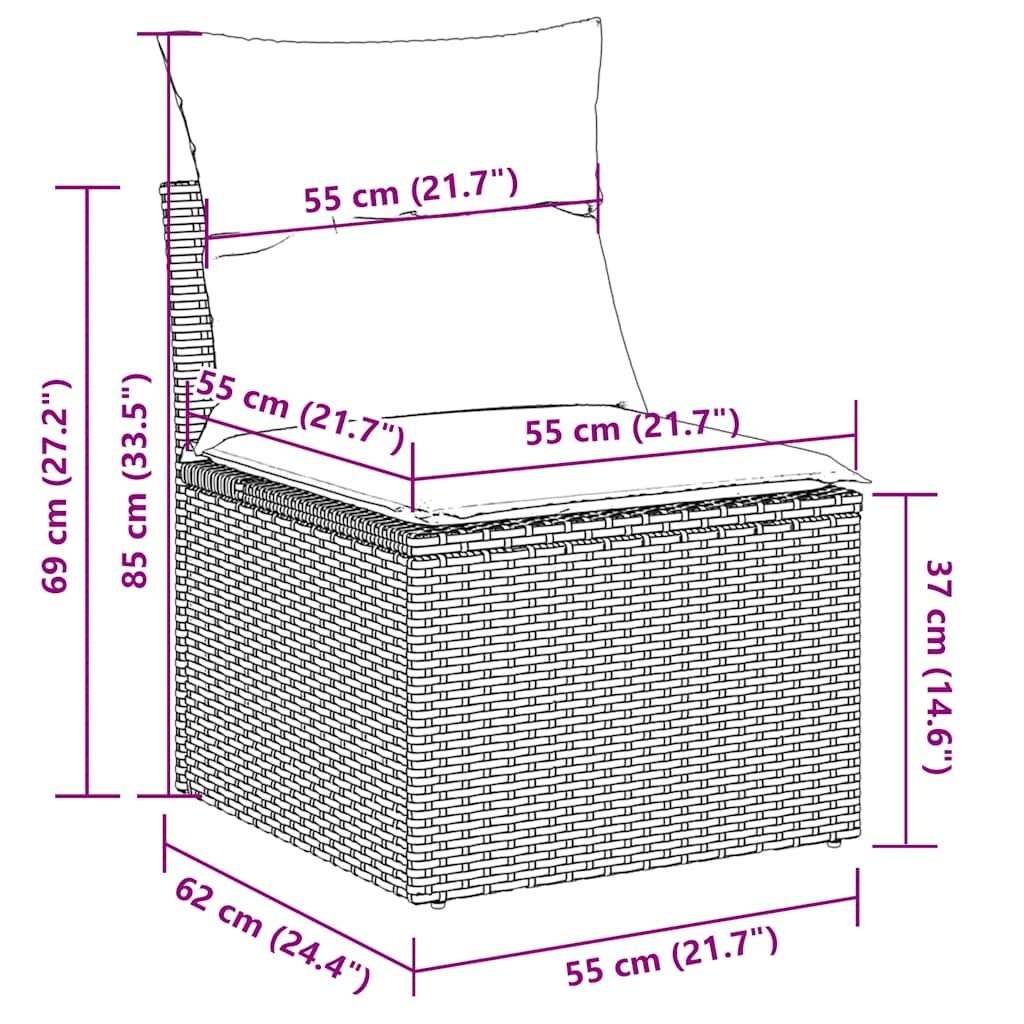 Set De Sofás De Jardín 6 Pzas Y Cojines Ratán Sintético Gris