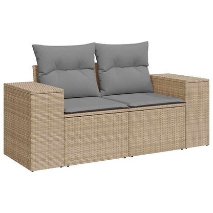 Set Sofás De Jardín 7 Piezas Y Cojines Ratán Sintético Beige