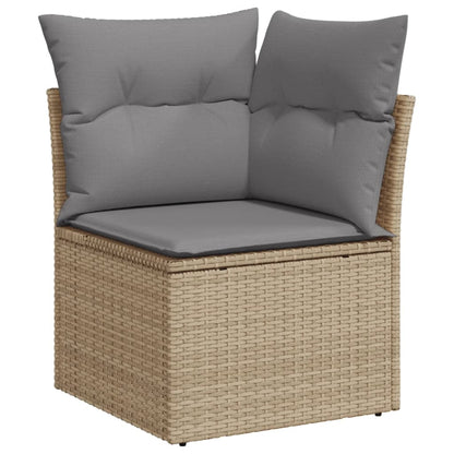 Set Sofás De Jardín 7 Piezas Y Cojines Ratán Sintético Beige