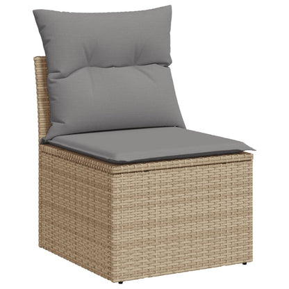 Set Sofás De Jardín 7 Piezas Y Cojines Ratán Sintético Beige