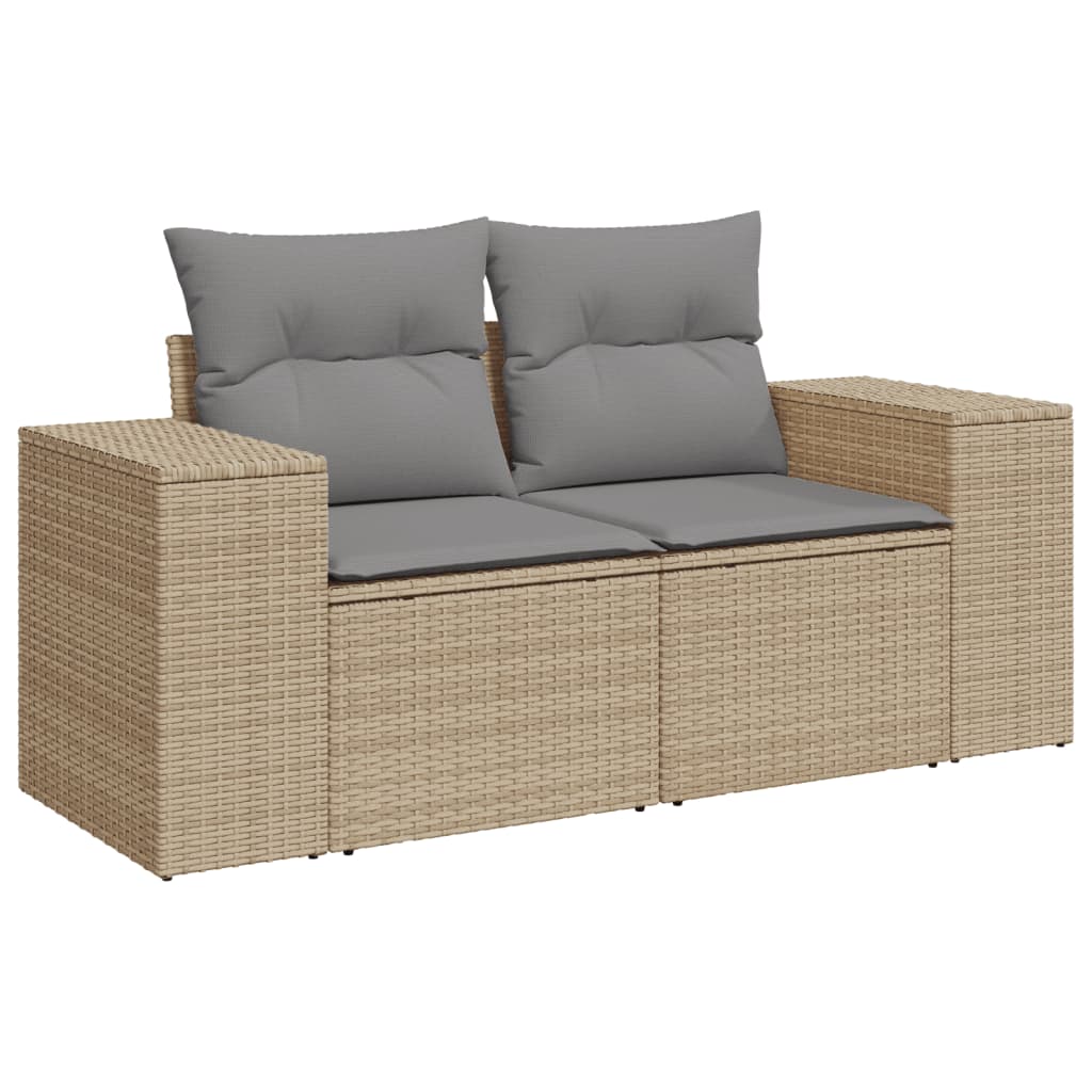 Set De Sofás De Jardín 9 Pzas Con Cojines Ratán Sintético Beige
