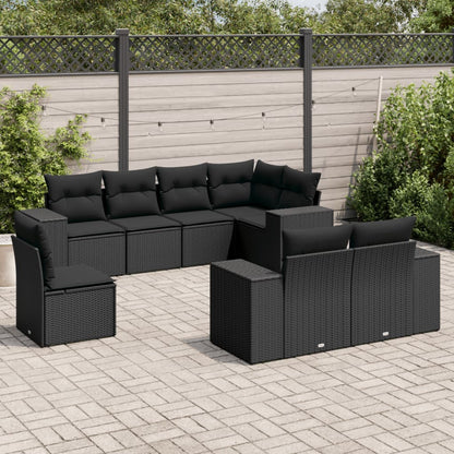 Set Sofás De Jardín 8 Piezas Y Cojines Ratán Sintético Marrón