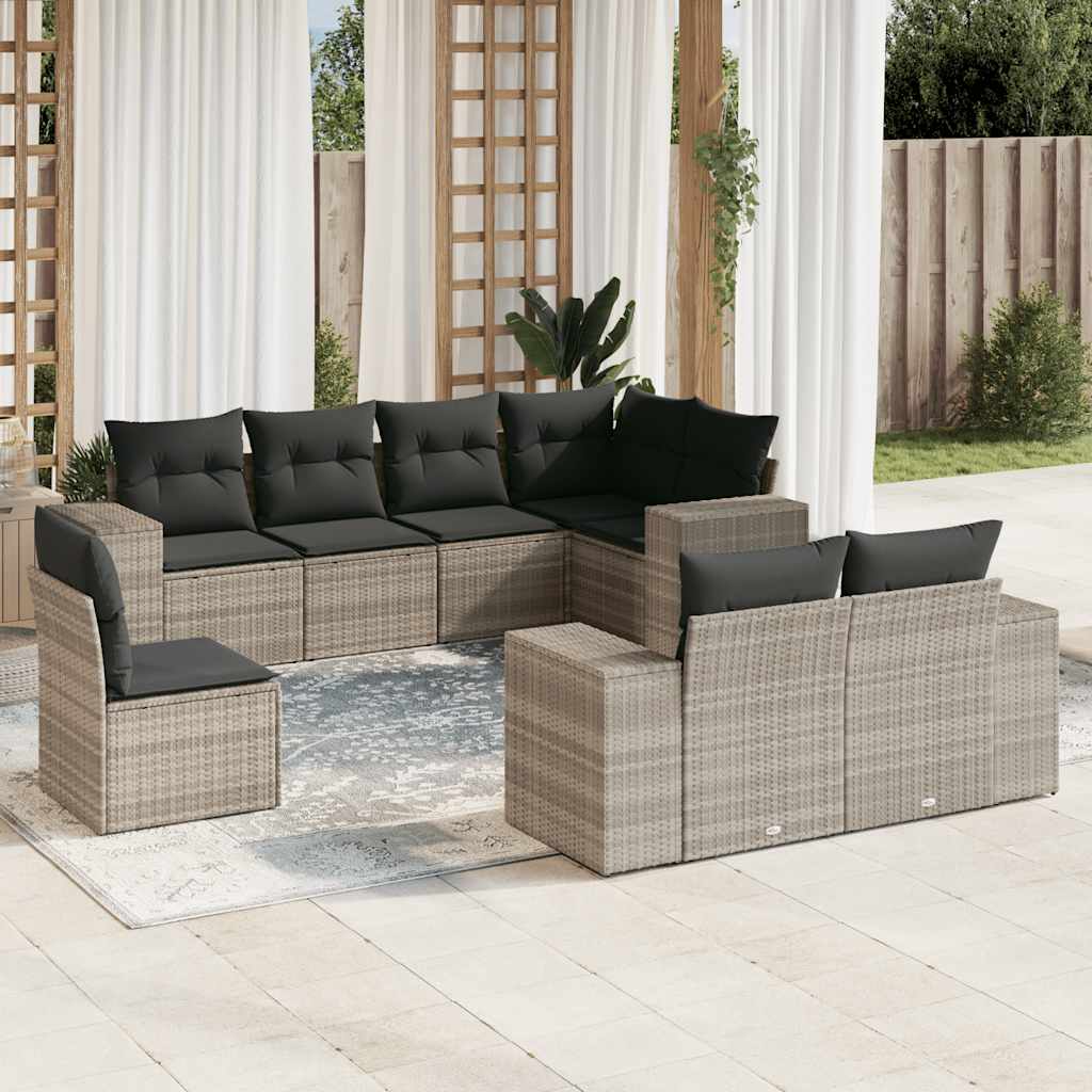 Set Sofás De Jardín 8 Piezas Y Cojines Ratán Sintético Marrón