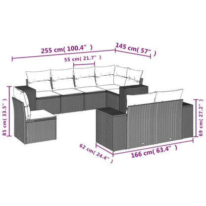 Set Sofás De Jardín 8 Piezas Y Cojines Ratán Sintético Marrón