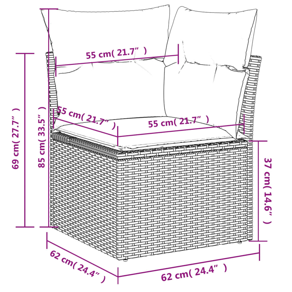 Set Sofás De Jardín 8 Piezas Y Cojines Ratán Sintético Marrón