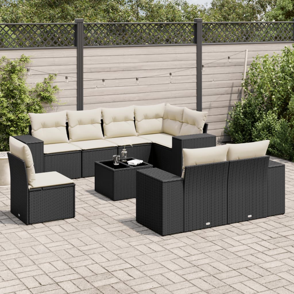 Set Sofás De Jardín 8 Piezas Y Cojines Ratán Sintético Marrón