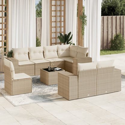 Set Sofás De Jardín 8 Piezas Y Cojines Ratán Sintético Marrón