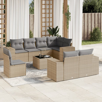 Set Sofás De Jardín 8 Piezas Y Cojines Ratán Sintético Marrón