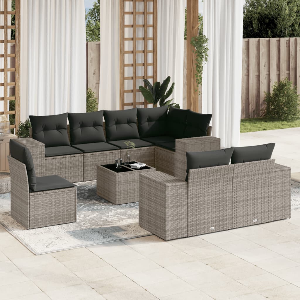 Set Sofás De Jardín 8 Piezas Y Cojines Ratán Sintético Marrón