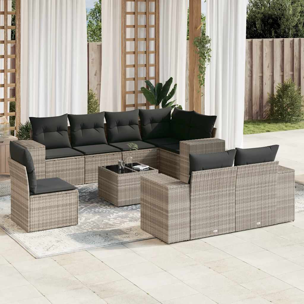Set Sofás De Jardín 8 Piezas Y Cojines Ratán Sintético Marrón