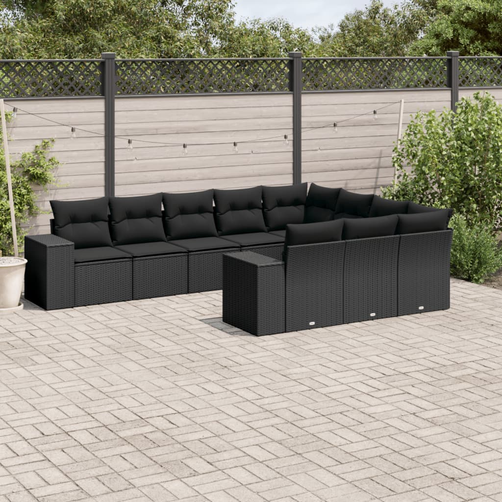 Set De Sofás De Jardín 10 Pzas Y Cojines Ratán Sintético Marrón