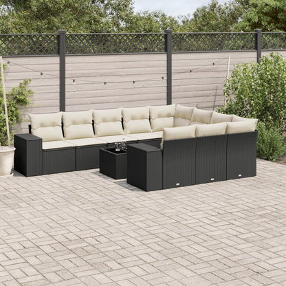 Set De Sofás De Jardín 10 Pzas Y Cojines Ratán Sintético Marrón