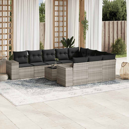 Set De Sofás De Jardín 10 Pzas Y Cojines Ratán Sintético Marrón