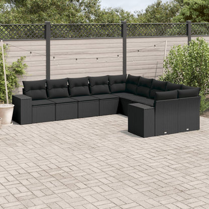 Set De Sofás De Jardín 10 Pzas Y Cojines Ratán Sintético Marrón