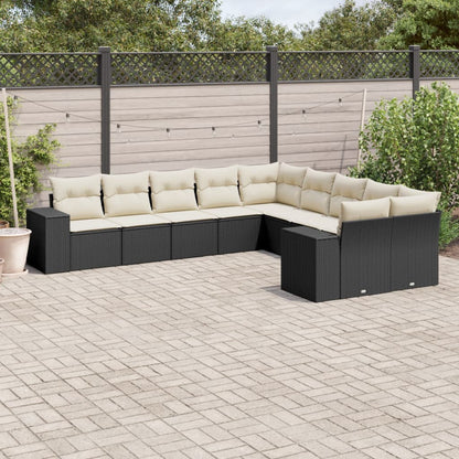 Set De Sofás De Jardín 10 Pzas Y Cojines Ratán Sintético Marrón