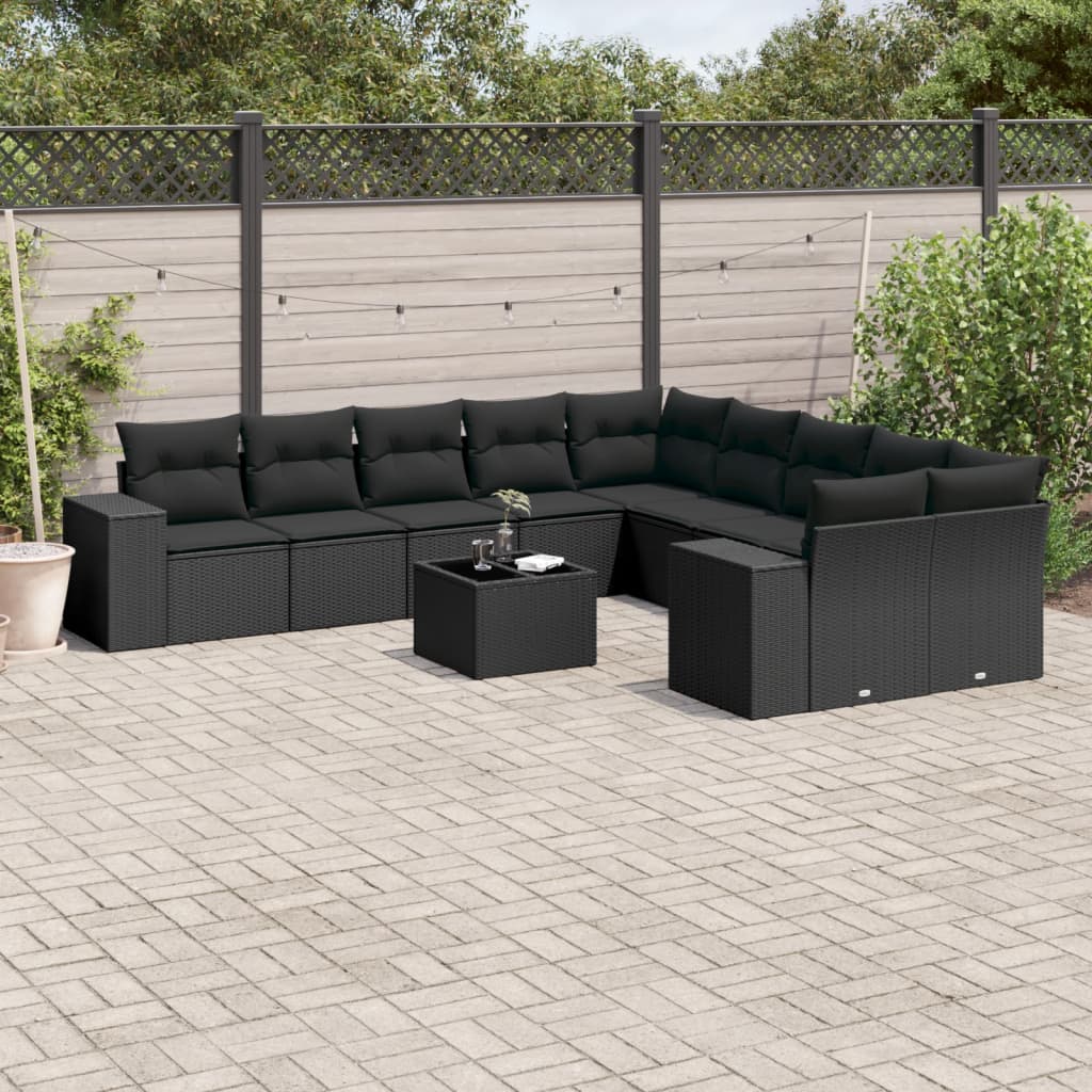 Set De Sofás De Jardín 10 Pzas Y Cojines Ratán Sintético Marrón