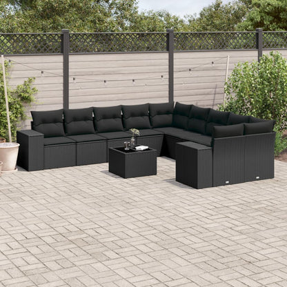 Set De Sofás De Jardín 10 Pzas Y Cojines Ratán Sintético Marrón
