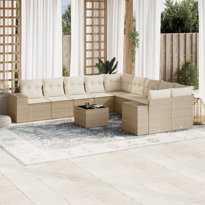 Set De Sofás De Jardín 10 Pzas Y Cojines Ratán Sintético Marrón