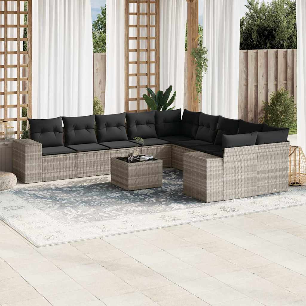 Set De Sofás De Jardín 10 Pzas Y Cojines Ratán Sintético Marrón