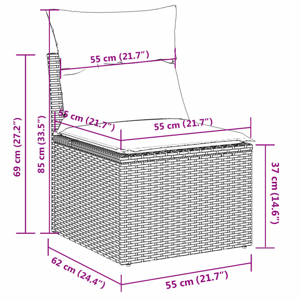 Set De Sofás De Jardín 9 Pzas Con Cojines Ratán Sintético Beige