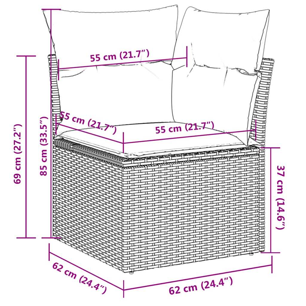 Set De Sofás De Jardín 9 Pzas Con Cojines Ratán Sintético Beige