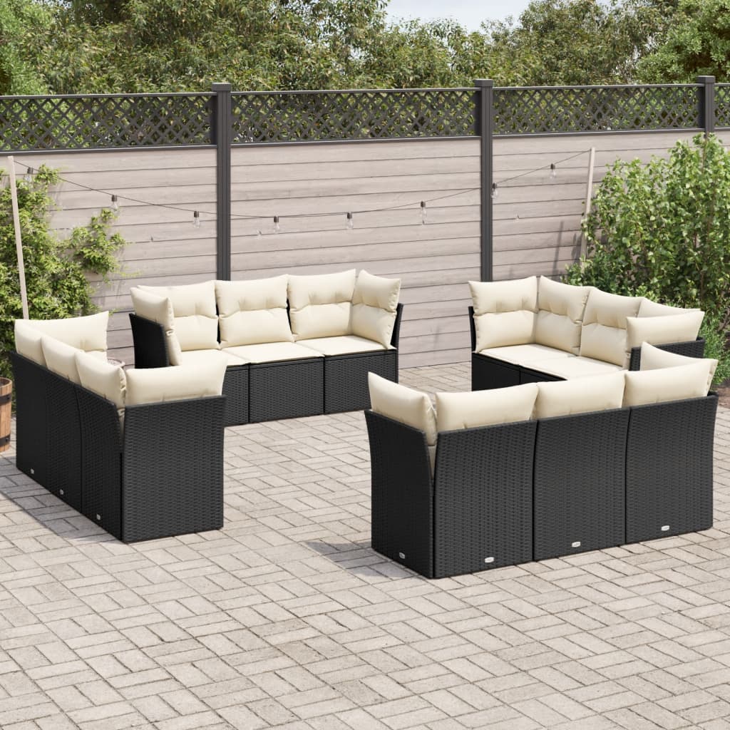 Set Sofás De Jardín Con Cojines 13 Piezas Ratán Sintético Gris