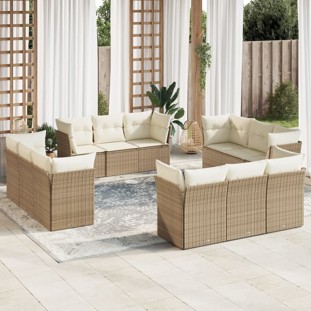 Set Sofás De Jardín Con Cojines 13 Piezas Ratán Sintético Gris