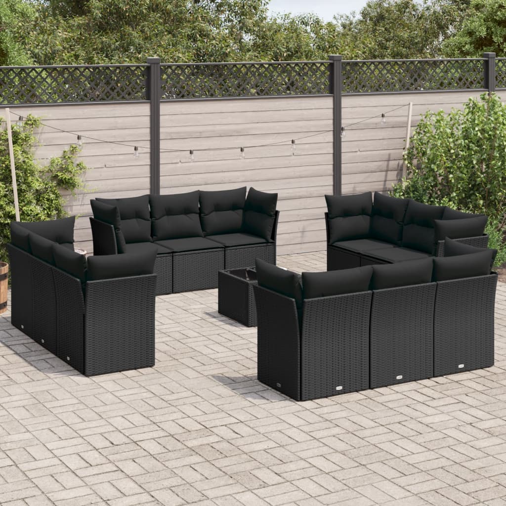 Set Sofás De Jardín Con Cojines 13 Piezas Ratán Sintético Gris