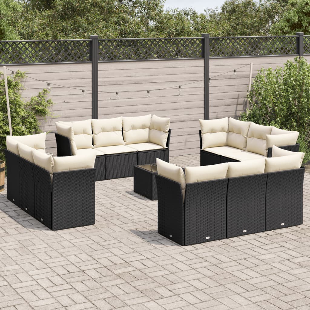 Set Sofás De Jardín Con Cojines 13 Piezas Ratán Sintético Gris
