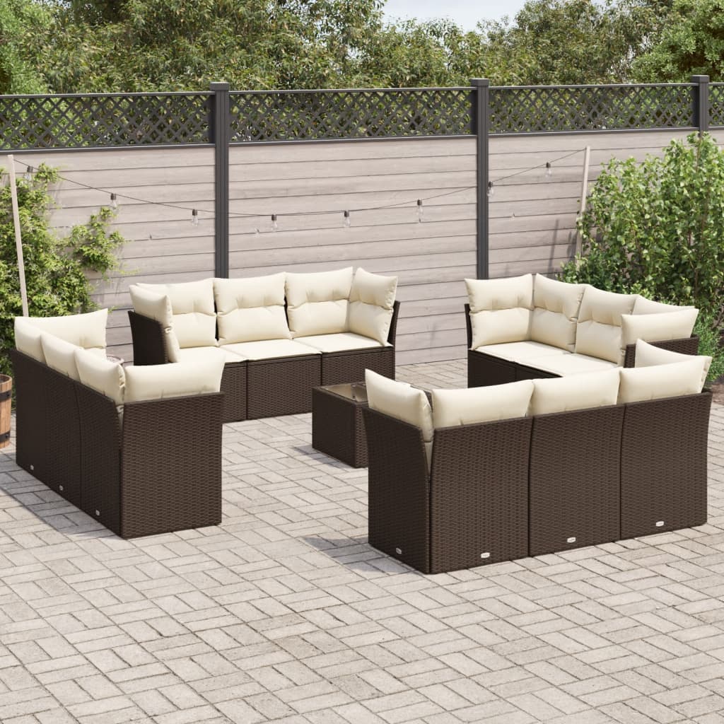 Set Sofás De Jardín Con Cojines 13 Piezas Ratán Sintético Gris