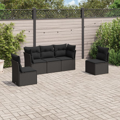 Set Comedor De Jardín 5 Piezas Y Cojines Ratán Sintético Marrón