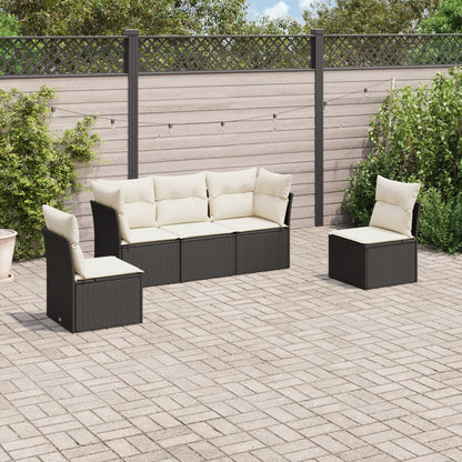 Set Comedor De Jardín 5 Piezas Y Cojines Ratán Sintético Marrón