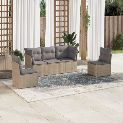 Set Comedor De Jardín 5 Piezas Y Cojines Ratán Sintético Marrón