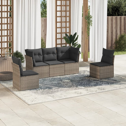 Set Comedor De Jardín 5 Piezas Y Cojines Ratán Sintético Marrón